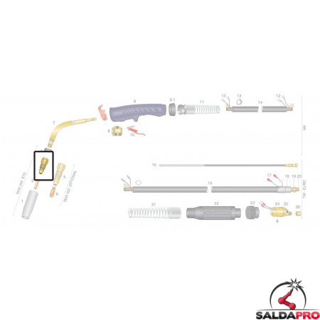 dettaglio diffusore gas ricambio per torcia TRF MAX 350