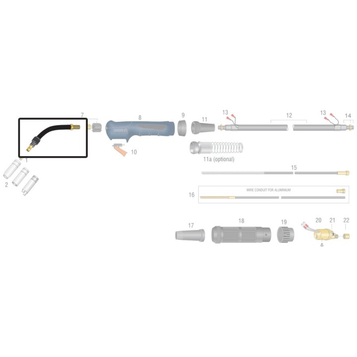 Lancia terminale completa flessibile per torcia BZ 15 (10pz)