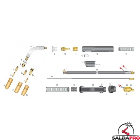 dettaglio torcia completa trgk 300a saldatura filo continuo mig