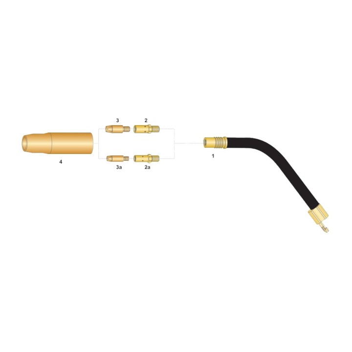 dettaglio ricambi torcia completa tynos tns 550w raffreddamento acqua saldatura mig