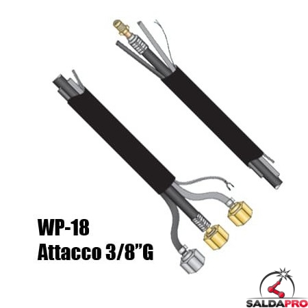 cavo porta corrente wp18 high flex attacco 3/8g ricambio torcia saldatura tig