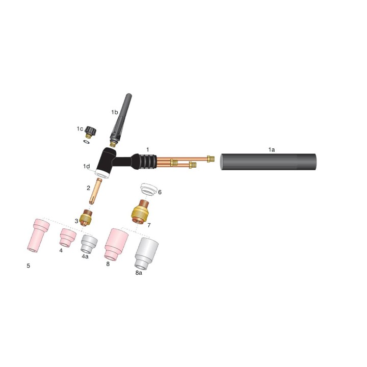 dettaglio torcia completa wp12 attacco 3/8g saldatura tig