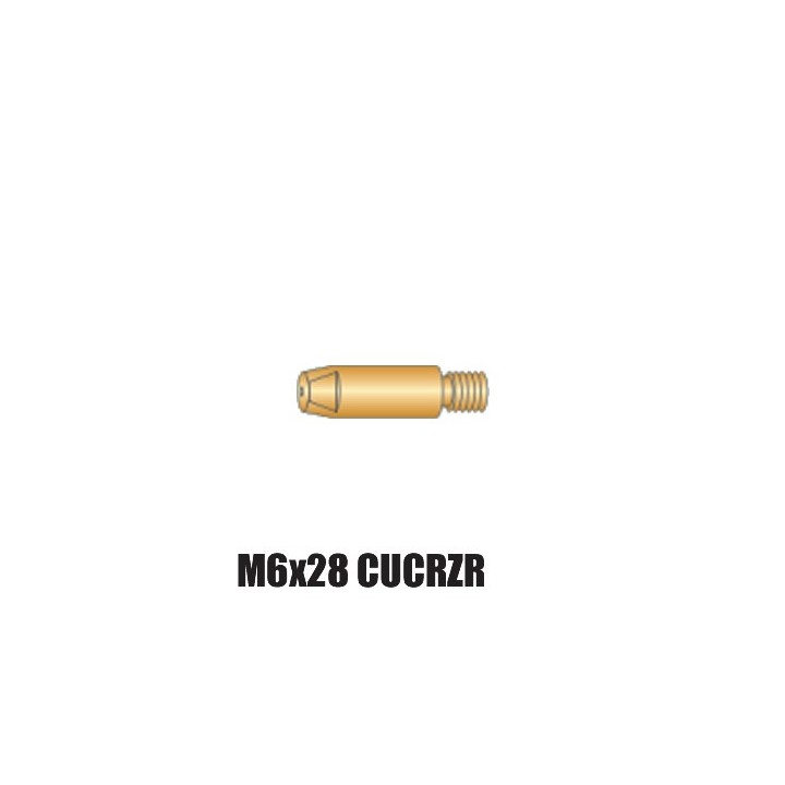 punta guidafilo m6x28 contatto cucrzr per torce bz dinse ocim tynos saldatura filo mig