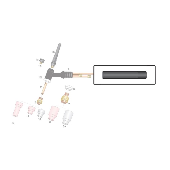 dettaglio impugnatura ergonomica torcia wp-12 saldatura tig
