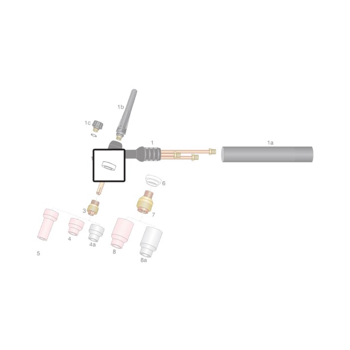 dettaglio isolante inferiore ricambio torcia wp12 saldatura tig