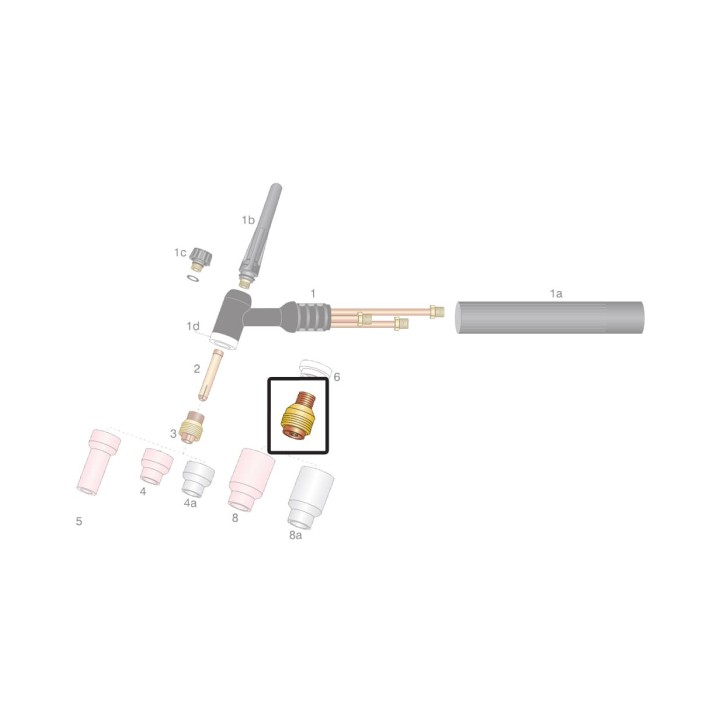 dettaglio portapinza gas lens ricambio per torcia wp12 saldatura tig