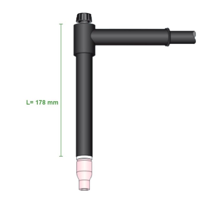 misure torcia completa wp22 lunghezza 178mm attacco dinse saldatura tig