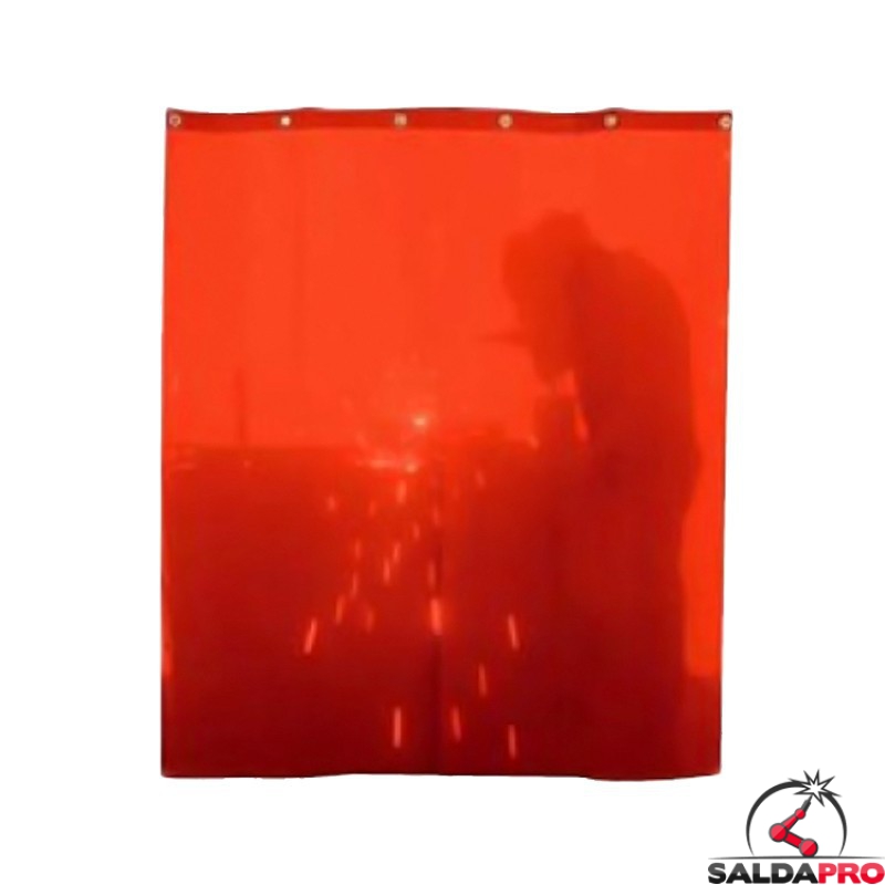 tenda protettiva rossa larghezza 140cm schermi saldatura DIN4 ganci fissaggio