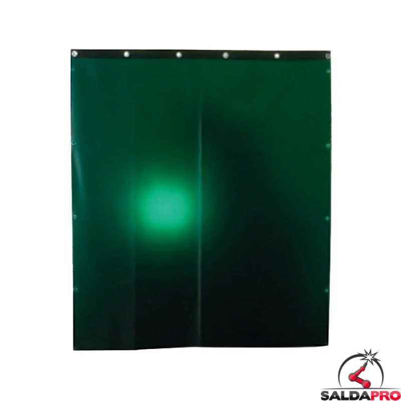 tenda protettiva verde larghezza 140cm schermi saldatura DIN9 ganci fissaggio