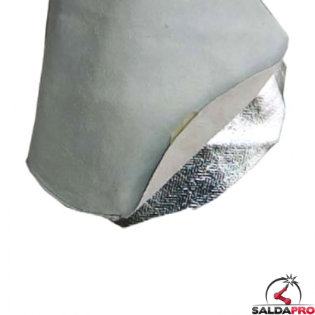 dettaglio grembiule protettivo  pelle crosta rinforzo alluminio tagli L kroz-114 per saldatura