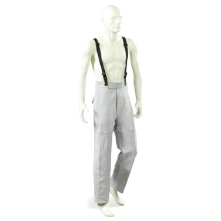 pantaloneprotettivo pelle crosta con bretelle jak-150 per saldatura