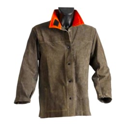giacca protettiva pelle crosta marrone jak-158 cuciture kevlar per saldatore