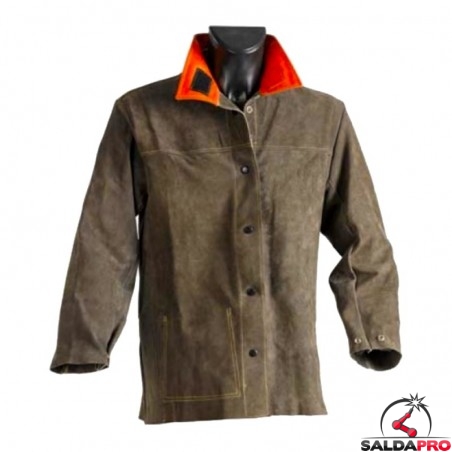 QeeLink Giacca da lavoro per saldatura in pelle Cappotto per falegname resistente alla fiamma Resistente pelle bovina spaccata Resistente QeeLink Giacca da lavoro per saldatura in pelle Cappotto per falegname resistente alla fiamma Resistente pelle bovina spaccata Resistente