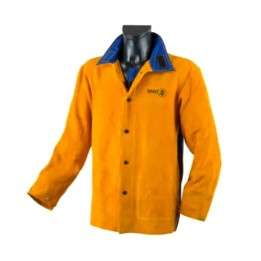giacca protettiva in pelle crosta gialla jak-160 saldatore cuciture kevlar fronte