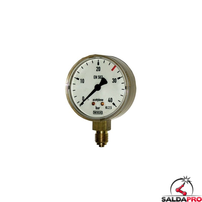 manometro misuratore  pressione acetilene ottone 40atm saldatura ossiacetilenica