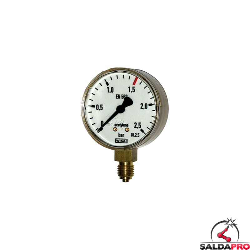 manometro misuratore pressione acetilene ottone 2,5atm saldatura ossiacetilenica