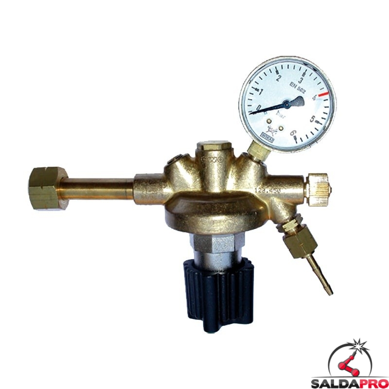 riduttore pressione gas liquefatti propano butano 6 atm 3,5 atm ottone saldatura ossiacetilenica