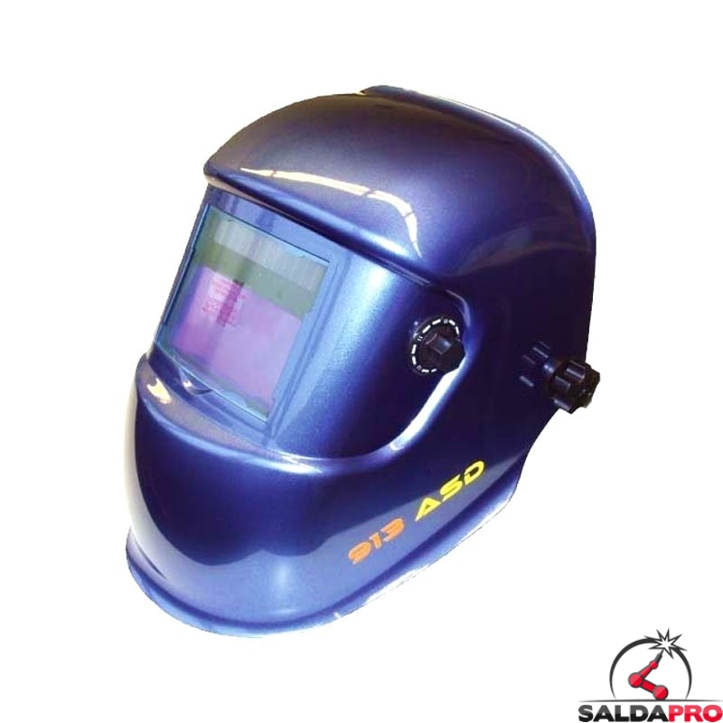 maschera saldatura protezione variabile automatica din 9-13 filtro 100x50 blu metallizzata