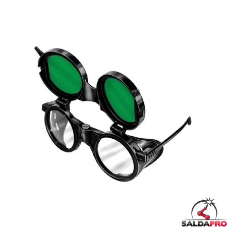 occhiale protettivi plastica lenti 50mm protezione din 5 ribaltabili saldatura protezioni laterali