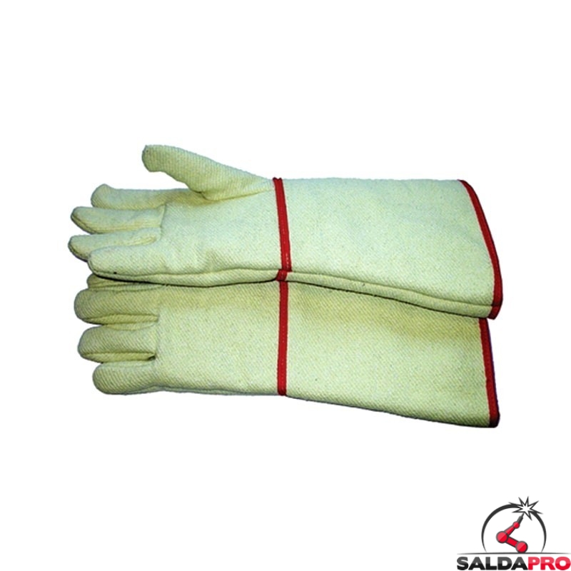 guanti protettivi anticalore fibra aramidica foderata manichetta lunga 38cm