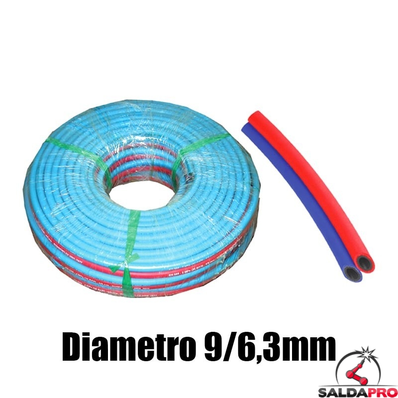 tubo binato diametro 9mm 6,3mm saldatura ossiacetilenica ossigeno acetilene propano 40 metri