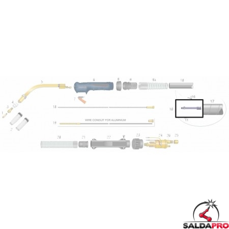 dettaglio connettore attacco rapido maschio tubetto h2o 6mm ricambio torce bz tynos