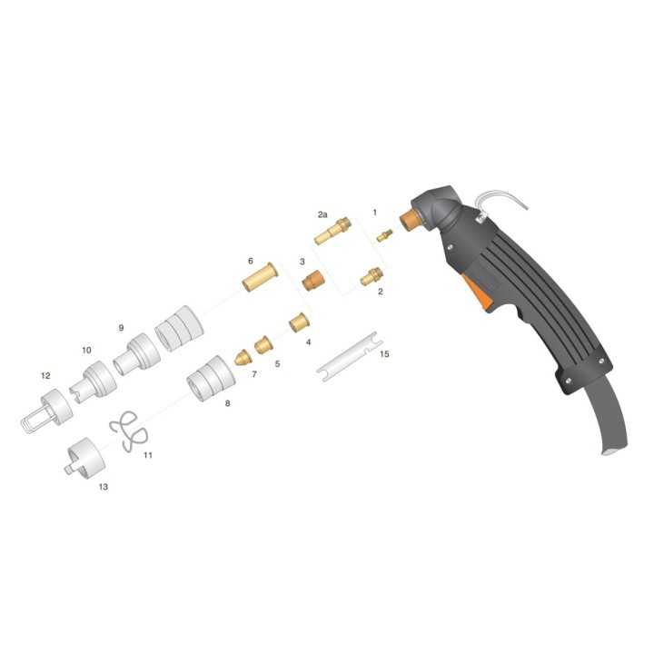 dettaglio torcia completa lincoln ews ex402v ex60 attacco centralizzato taglio plasma