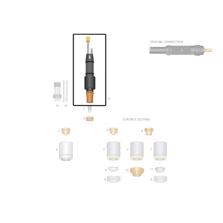 dettaglio corpo torcia macchina ricambio torcia lincoln ews modello ex100m taglio plasma