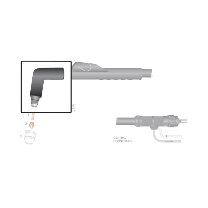 dettaglio corpo torcia ricambio lincoln ews modello ex100 rf taglio plasma