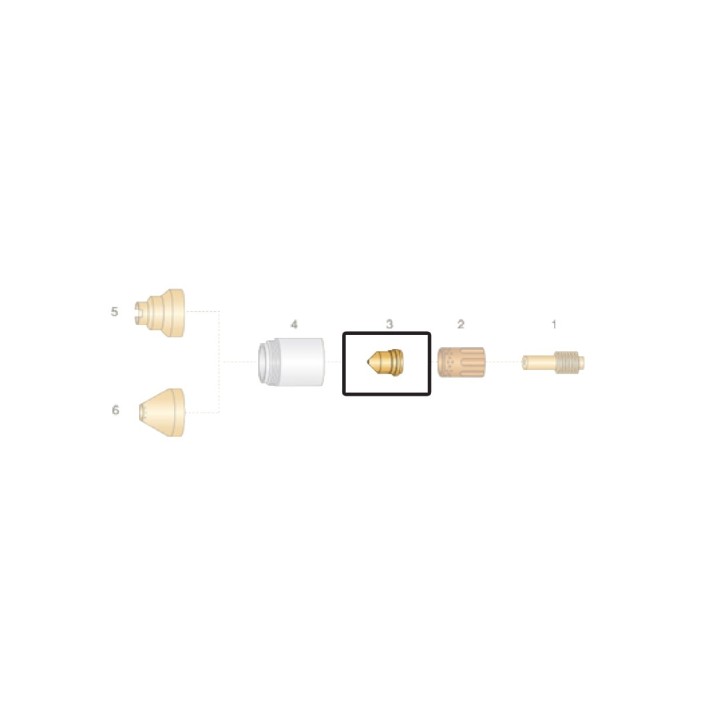 dettaglio ugello rame 45a ricambio torce taglio plasma powermax45 h45 hypertherm