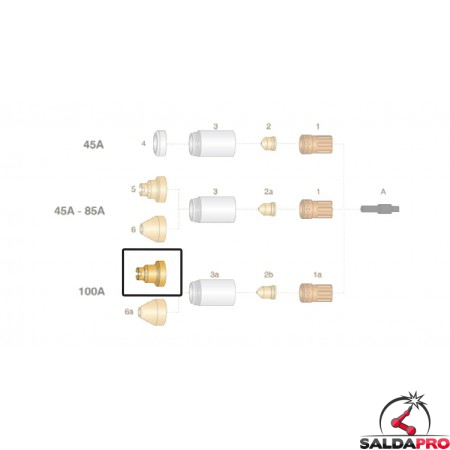 dettaglio distanziale 100a taglio contatto manuale ricambio torcia taglio plasma powermax65 85 105 hypertherm