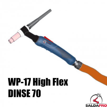 torcia completa wp-17 high-flex attacco dinse 70 1/4g saldatura tig