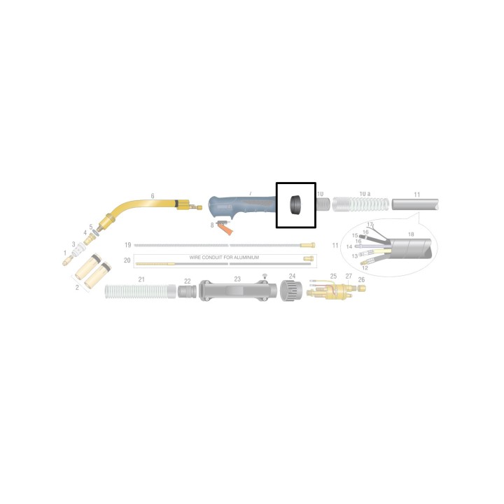 dettaglio ricambio supporto snodo per torcia bz 501 tynos 300w 550w saldatura filo mig