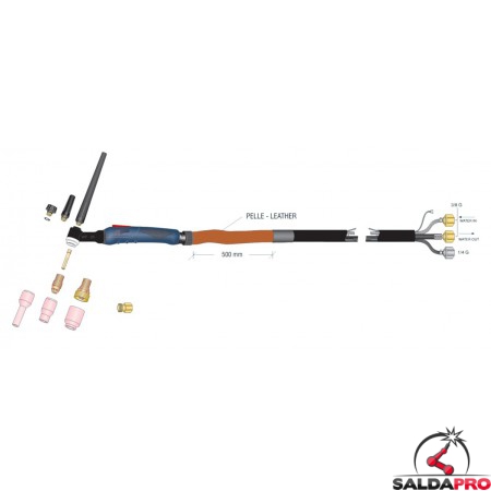 dettaglio torcia completa wp20 high flex attacco 3/8g saldatura tig