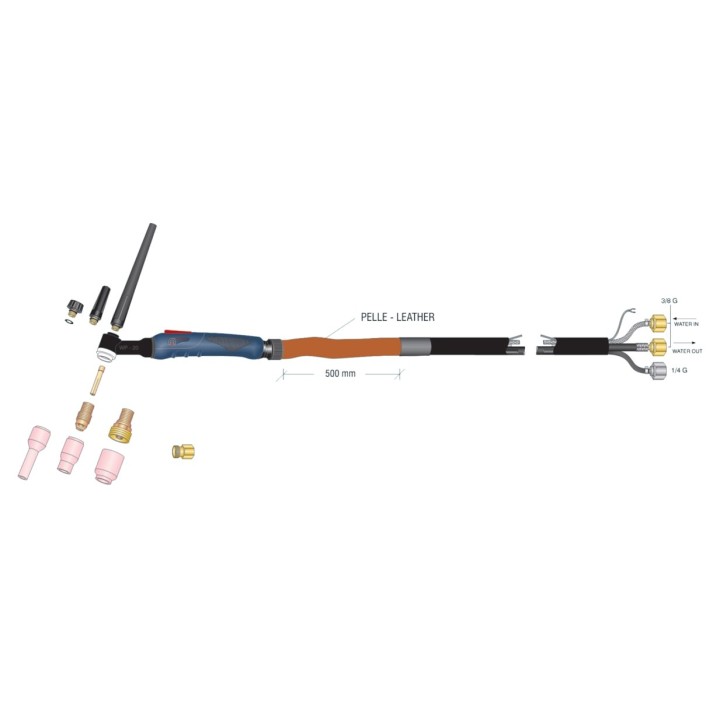 dettaglio torcia completa wp20 high flex attacco 3/8g saldatura tig