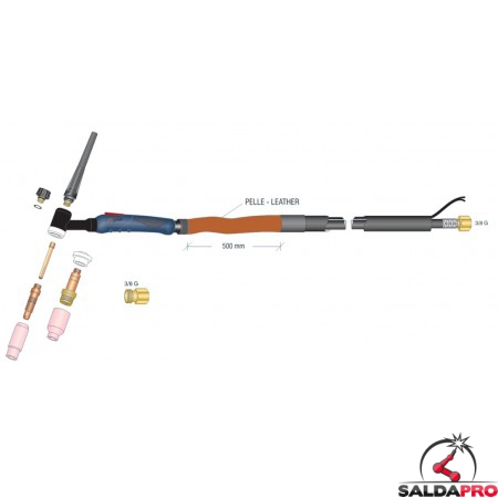 dettaglio torcia completa wp 26 high flex attacco 3/8g saldatura tig