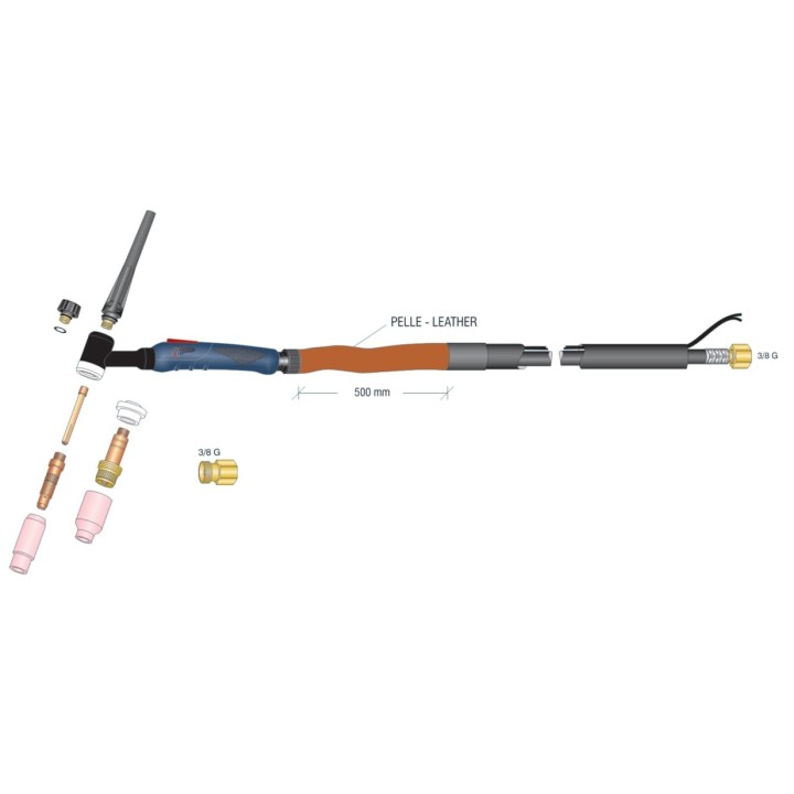 dettaglio torcia completa wp 26 high flex attacco 3/8g saldatura tig