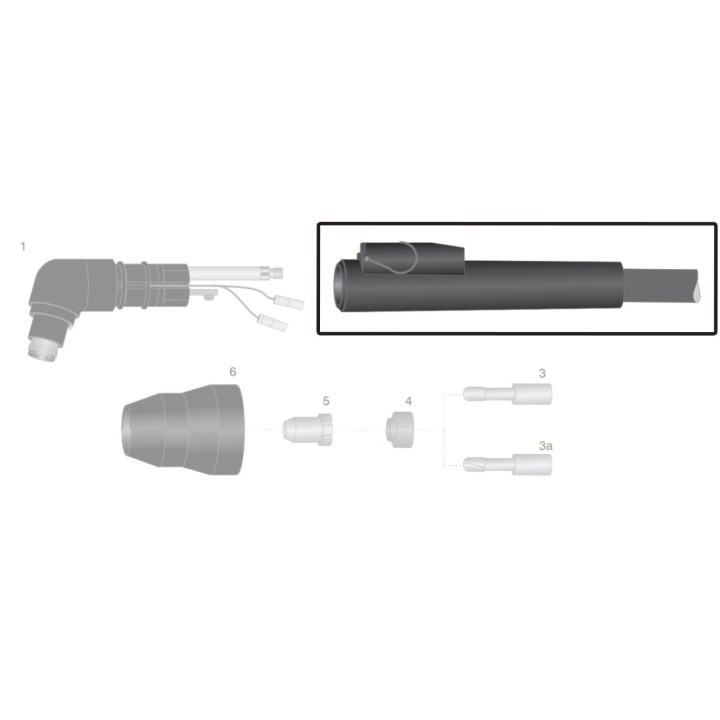 dettaglio impugnatura ricambio torce taglio plasma thermal dynamic pch25 pch26 pch28