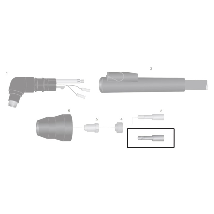 dettaglio elettrodo hf zigrinato 3,5mm ricambio torce taglio plasma thermal dynamic pch25 pch26 pch38