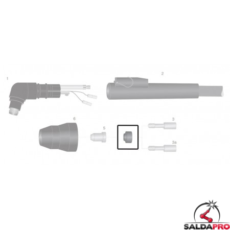 dettaglio diffusore gas vespel ricambio torce taglio plasma thermal dynamic pch25 pch26 pch38