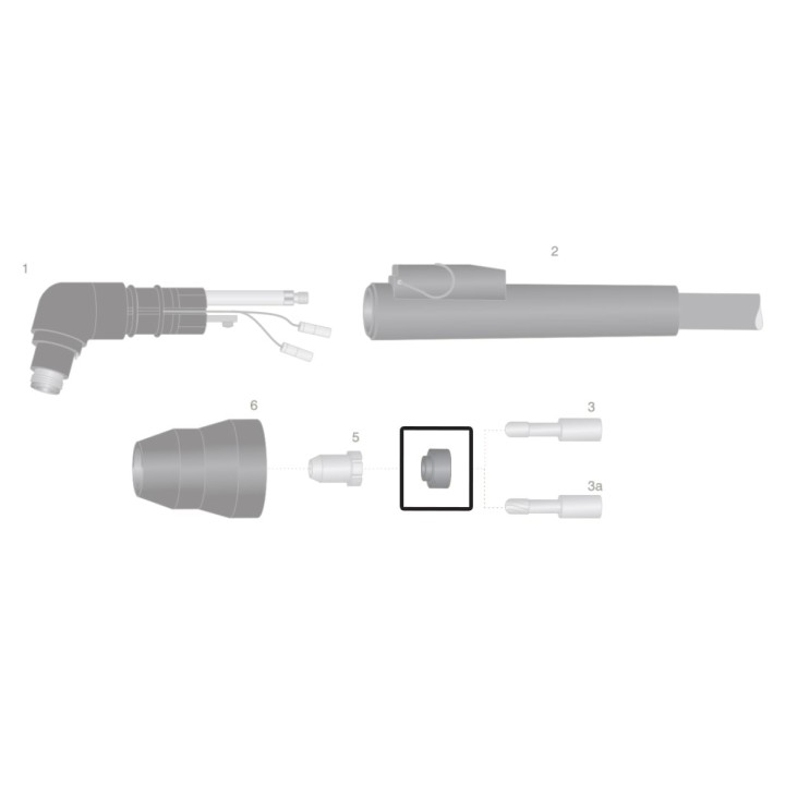dettaglio diffusore gas vespel long life ricambio torce taglio plasma thermal dynamic pch25 pch26 pch38