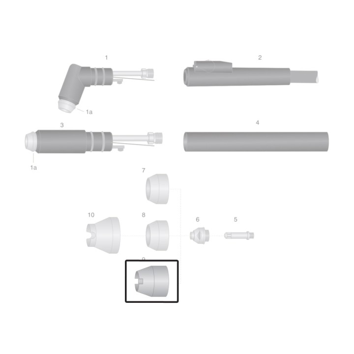 dettaglio ugello esterno in ceramica a 4 punte ricambio torce taglio plasma thermal dynamics pch-m51