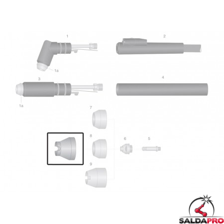 dettaglio protezione metallo per ugello esterno fibra ricambio torce taglio plasma thermal dynamics pch-m51