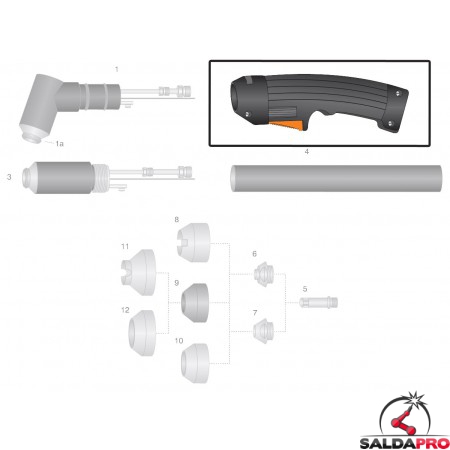 dettaglio impugnatura ricambio torce taglio plasma thermal dynamics pch-m52