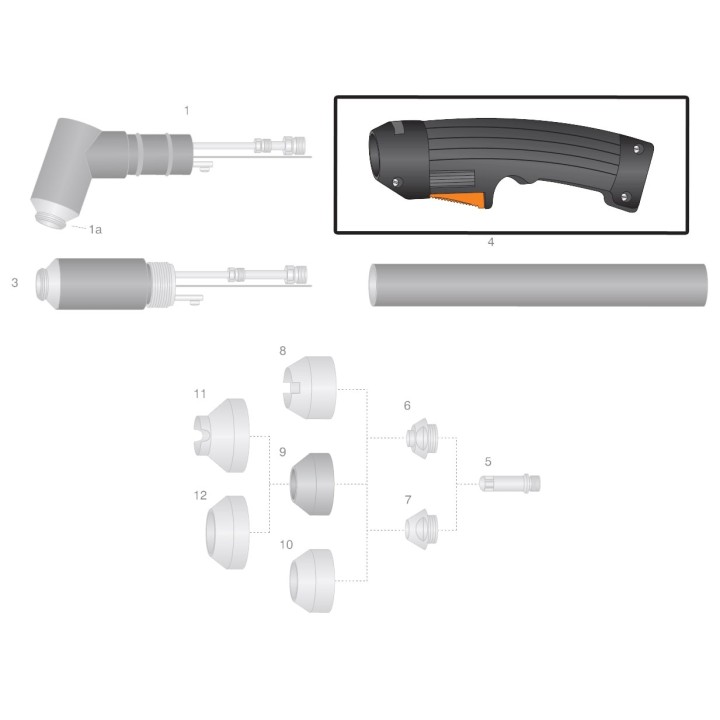 dettaglio impugnatura ricambio torce taglio plasma thermal dynamics pch-m52