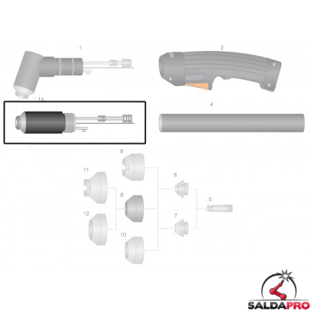 dettaglio corpo torcia macchina ricambio thermal dynamics modello pch-m52 taglio plasma cnc