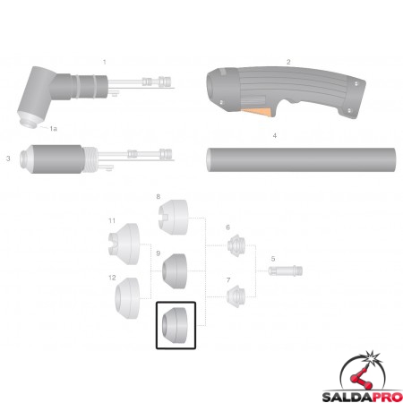 dettaglio ugello esterno ceramica ricambio torce taglio plasma thermal dynamics pch-m52