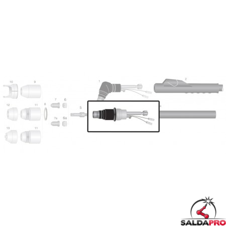 dettaglio corpo torcia macchina ricambio thermal dynamics modello pch-m60/80 taglio plasma cnc