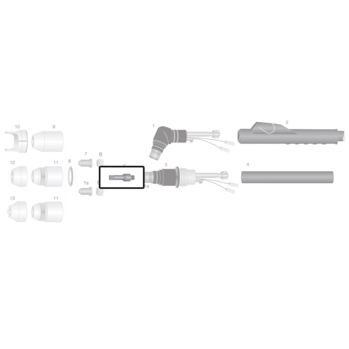 dettaglio elettrodo long life ricambio torcia taglio plasma pch-m60 thermal dynamics