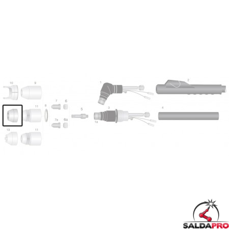 dettaglio ghiera contatto ricambio torce taglio plasma pch-m60 thermal dynamics